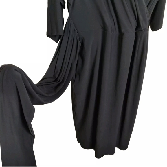 IGIGI Solid Black Stretchy Faux Wrap Dress Formal Cocktail Plus Size 18/20 - Picture 9 of 14